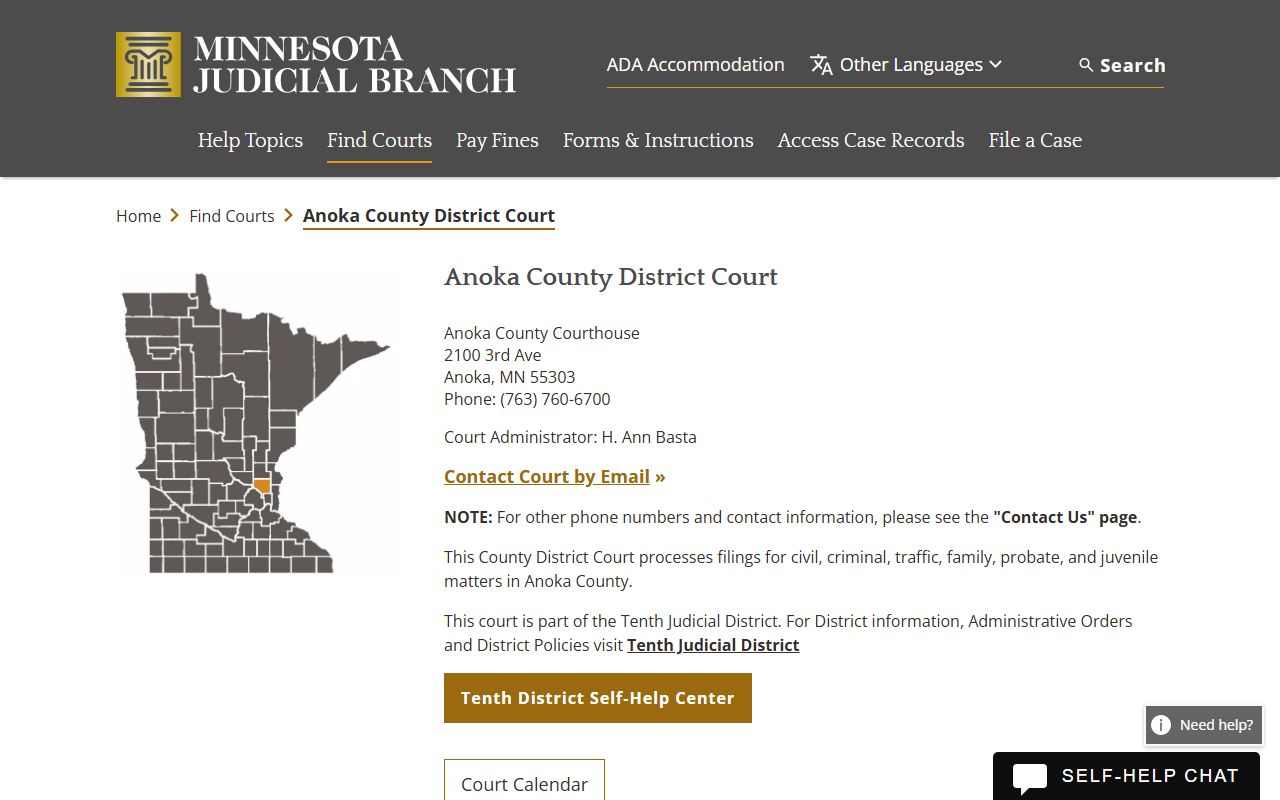 Anoka County District Court Coon Rapids dissolution of marriage