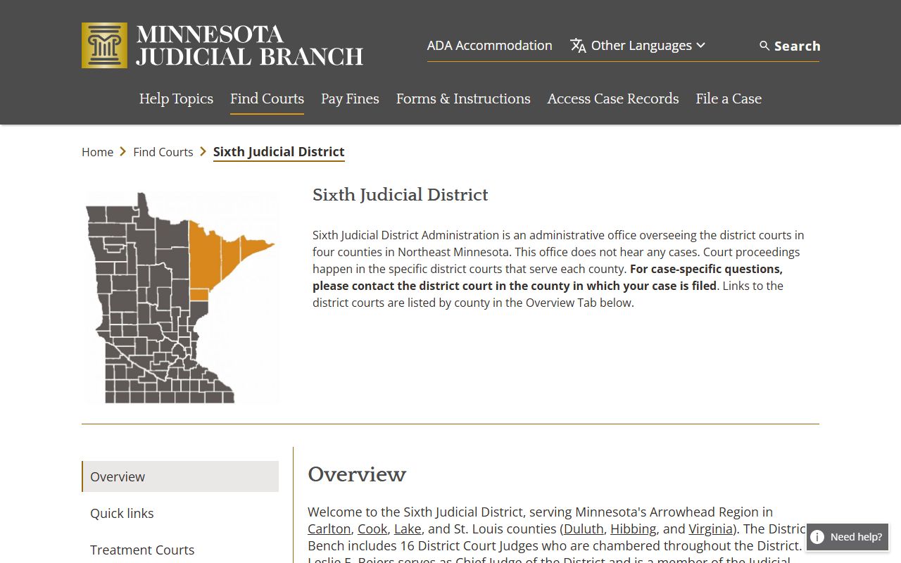 6th Judicial District page for Carlton County dissolution of marriage