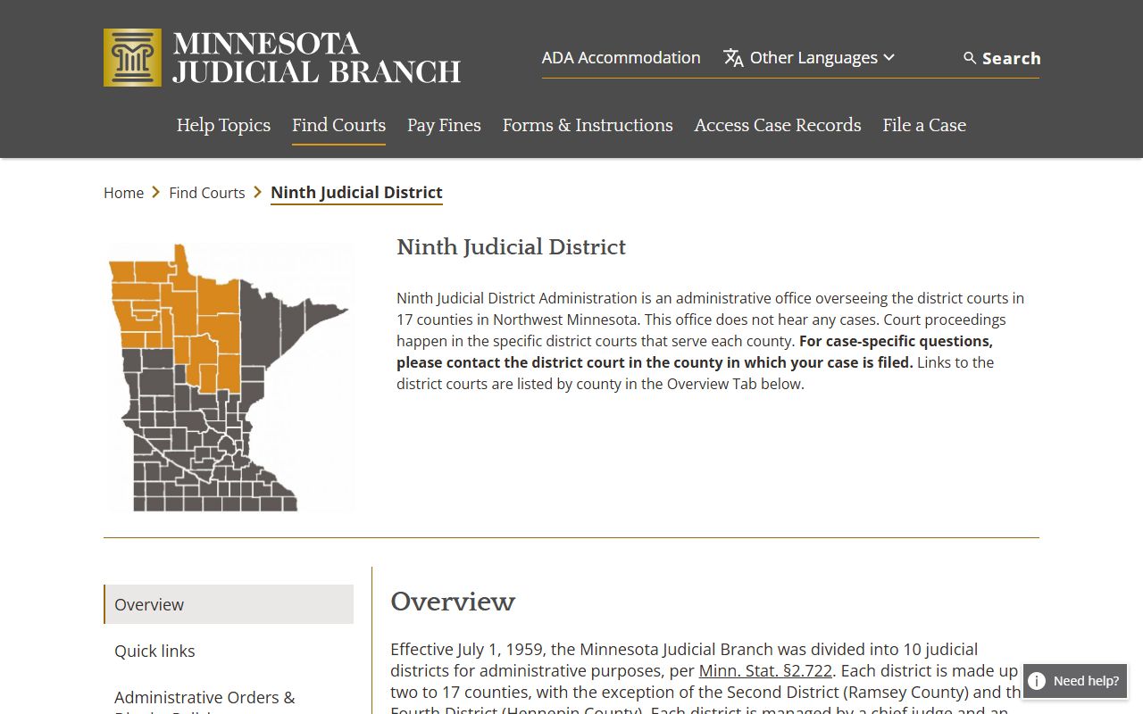 9th Judicial District page for Cass County dissolution of marriage