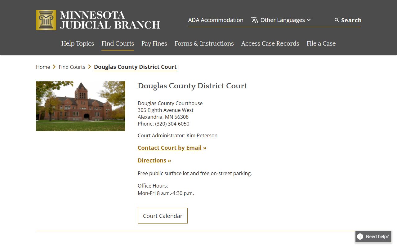 Douglas County District Court main page for dissolution of marriage