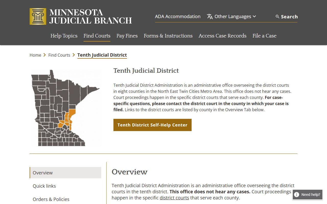 10th Judicial District page for Isanti County dissolution of marriage