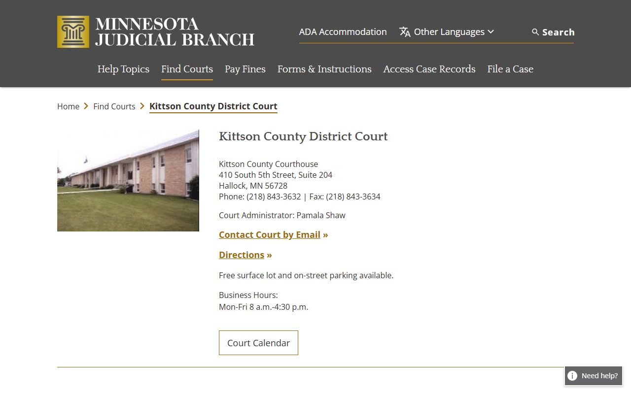 Kittson County dissolution of marriage court main page