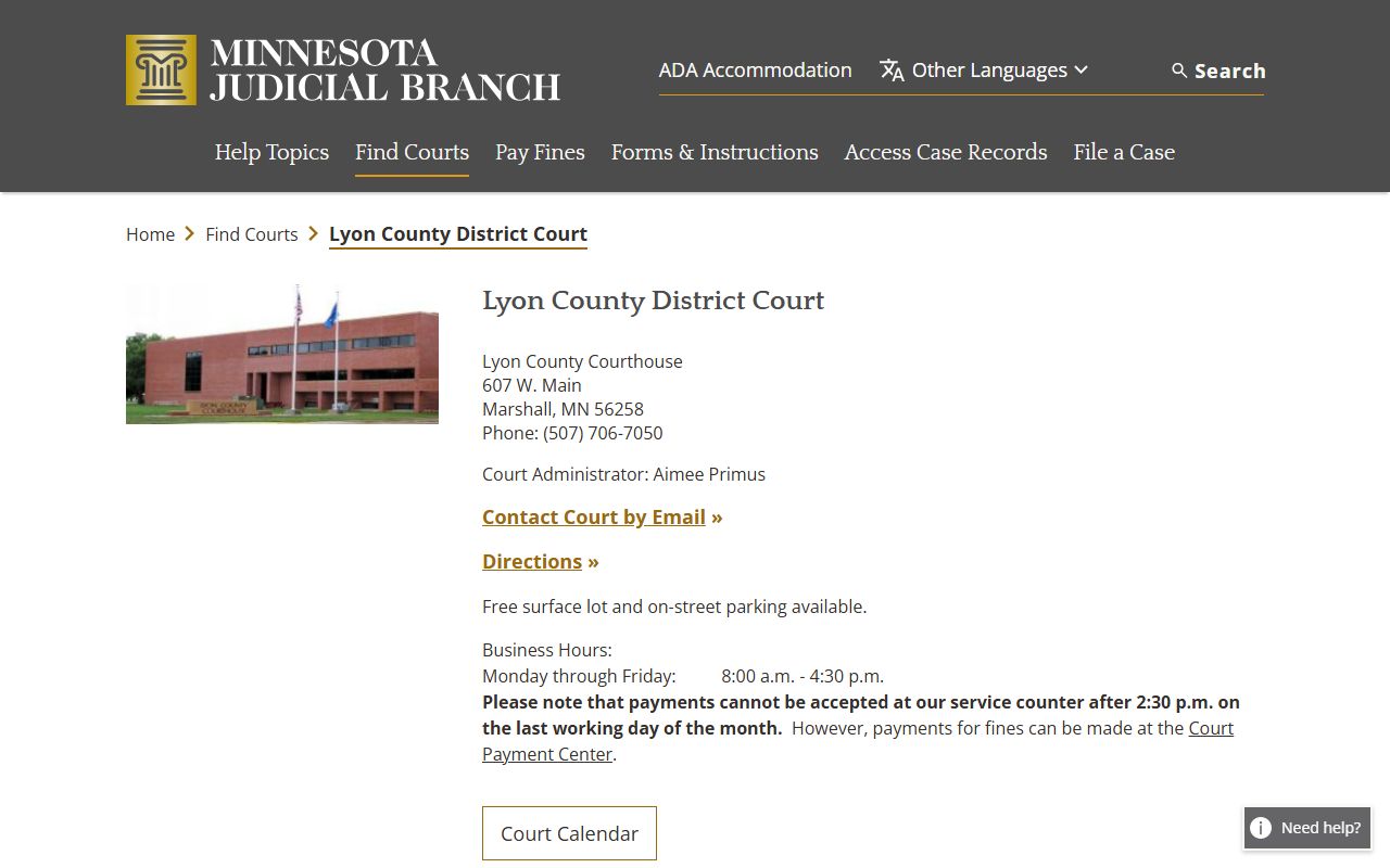 Lyon County dissolution of marriage court main page
