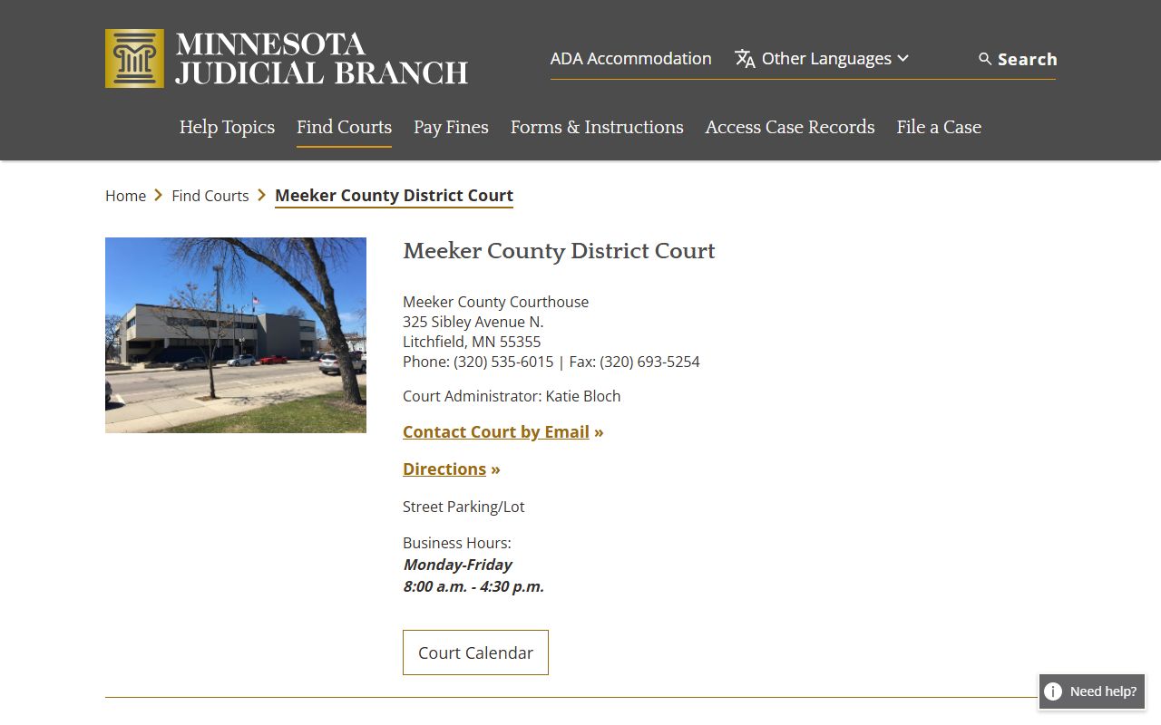 Meeker County dissolution of marriage court main page