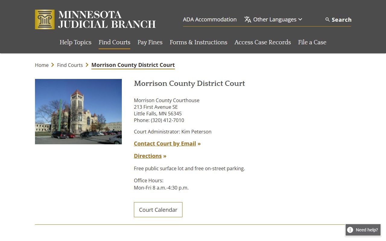 Morrison County dissolution of marriage court main page