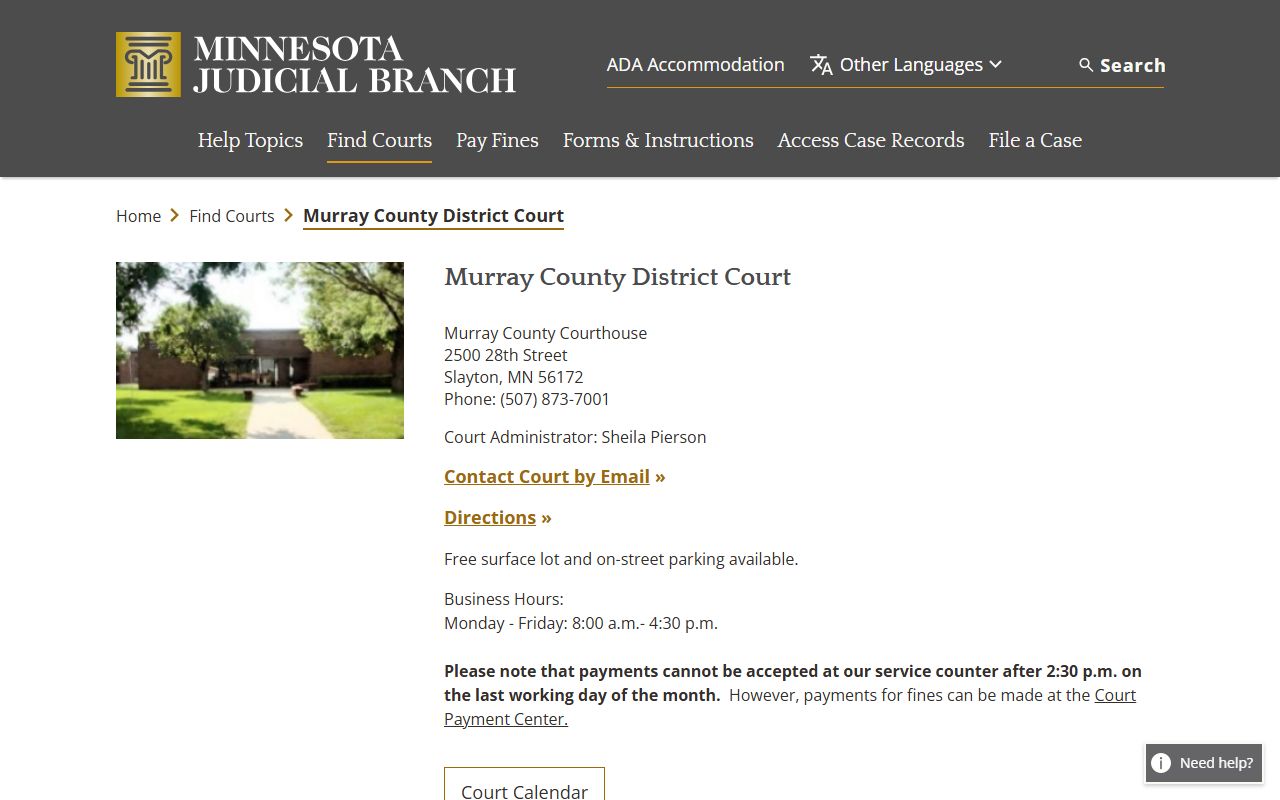 Murray County dissolution of marriage court main page