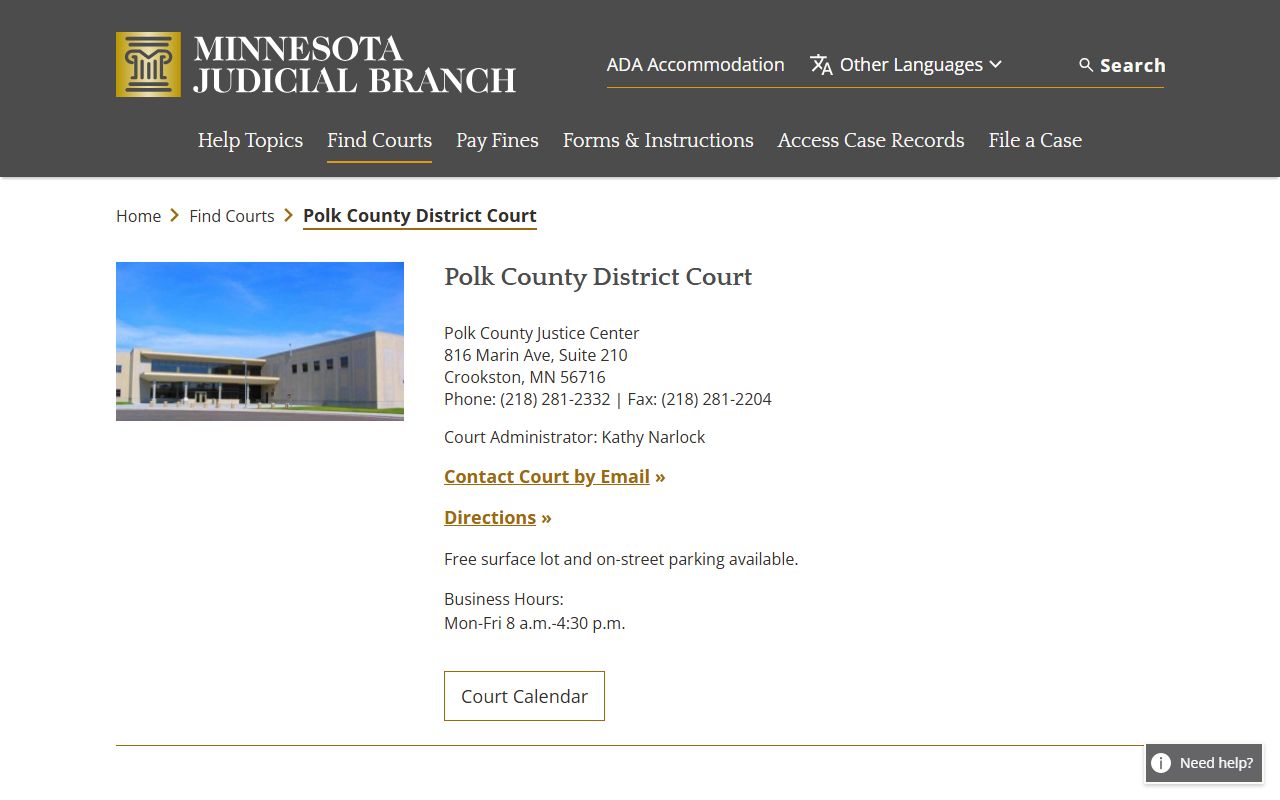 Polk County dissolution of marriage court page