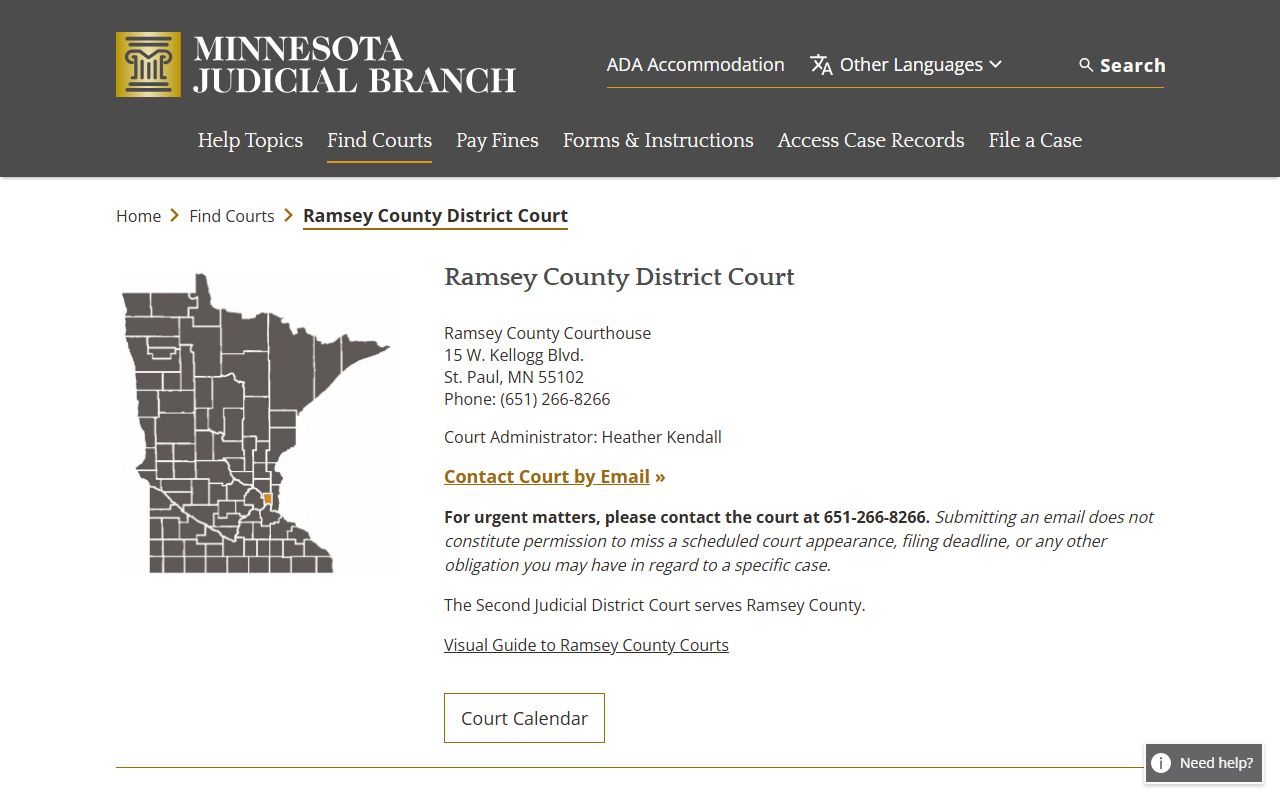 Ramsey County dissolution of marriage court page