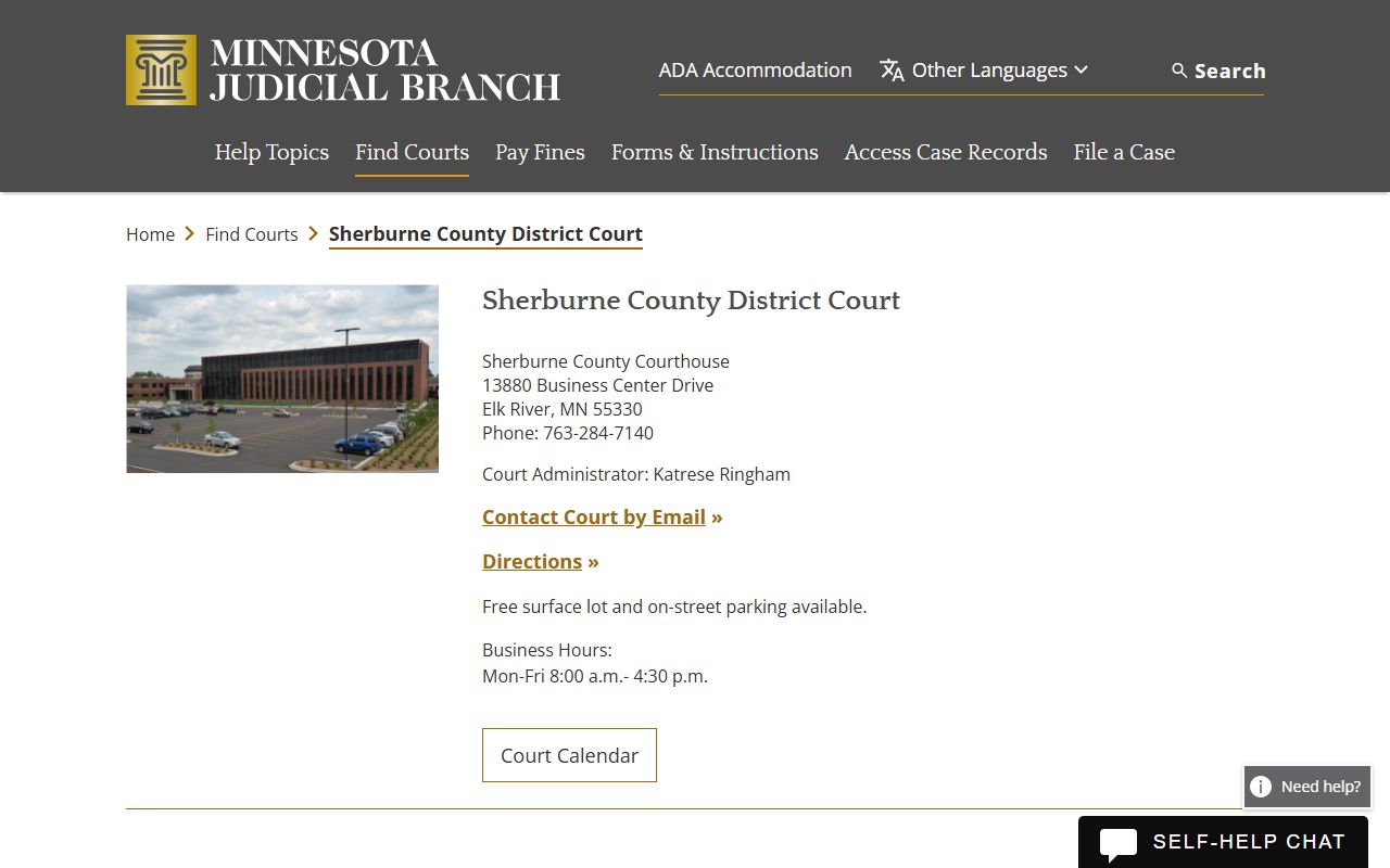 Sherburne County dissolution of marriage court page