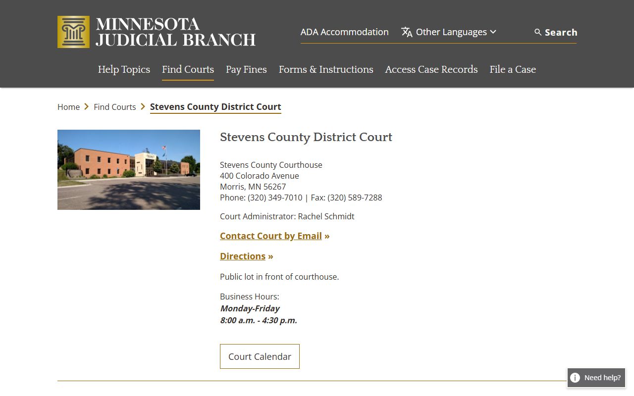 Stevens County dissolution of marriage court page