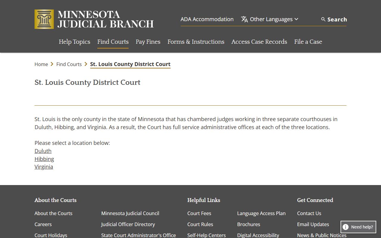 St. Louis County dissolution of marriage court page