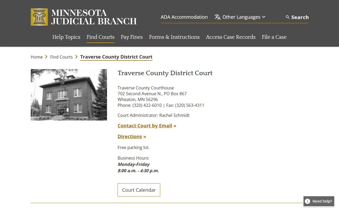 Traverse County dissolution of marriage court page
