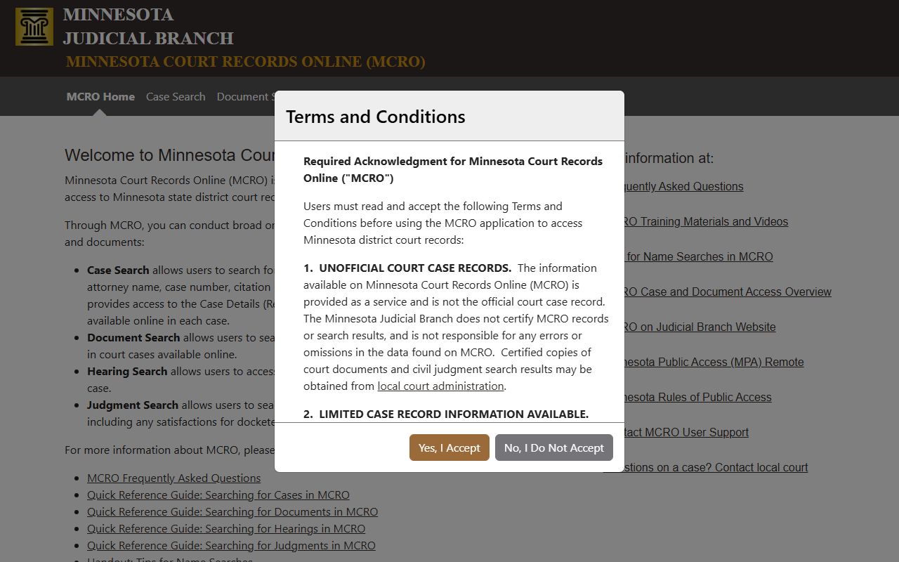 Minnesota dissolution of marriage court records online search portal